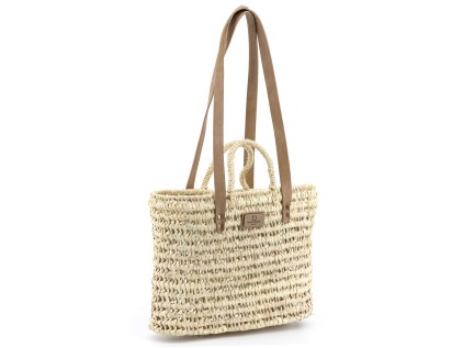 Bolso NUDOS shopper natural con cremallera